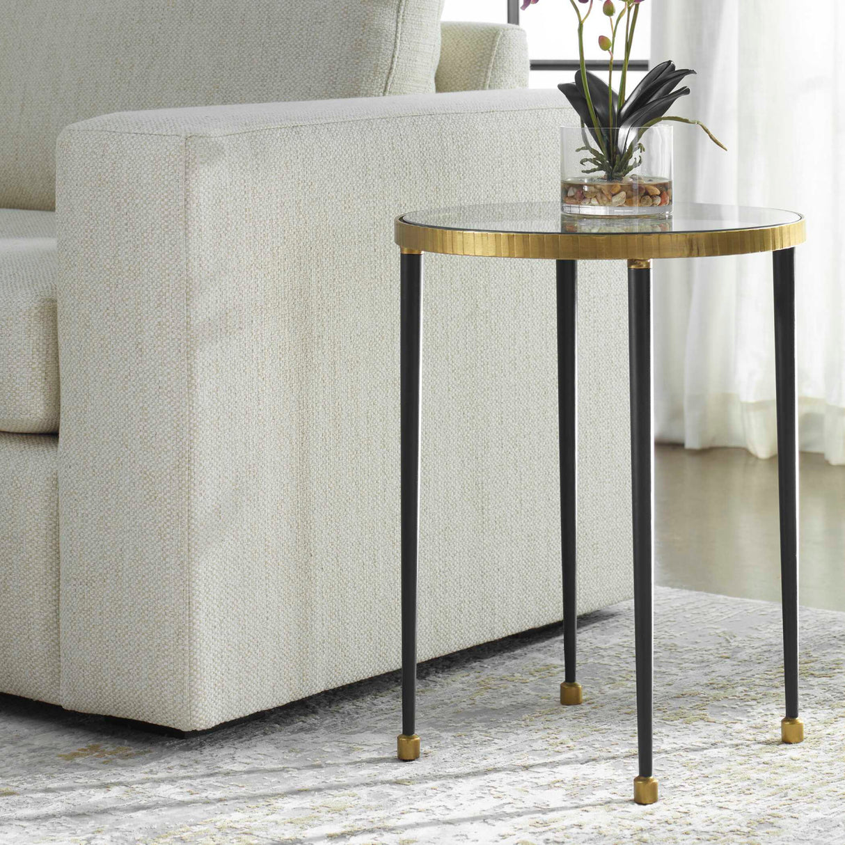   Modern European furniture - Gold Rimmed Glass Side Table - www.oroa.com | Oroa.com