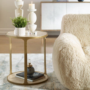   Modern European furniture - Beige Travertine Side Table - www.oroa.com | Oroa.com