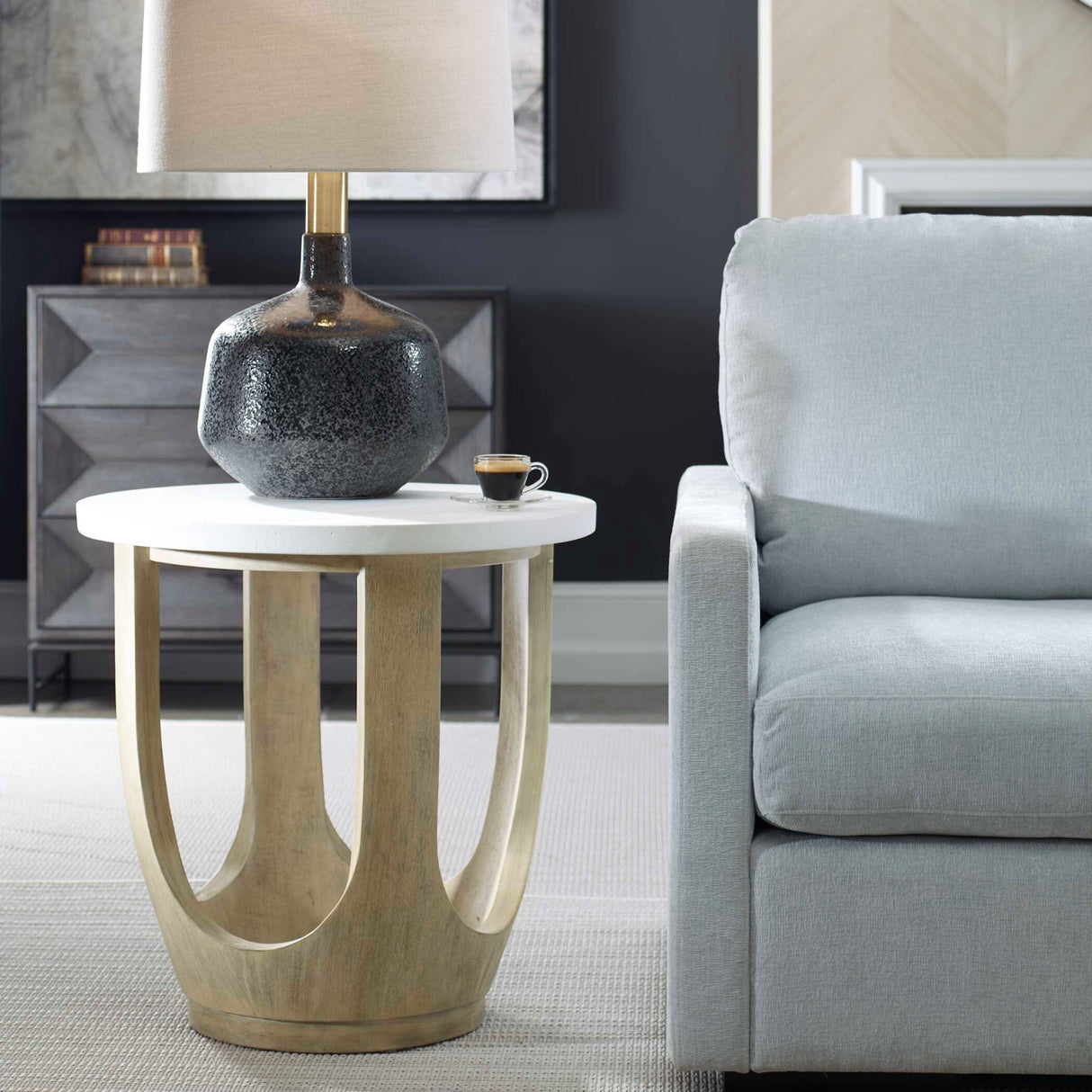   Modern European furniture - White Limestone Side Table - www.oroa.com | Oroa.com