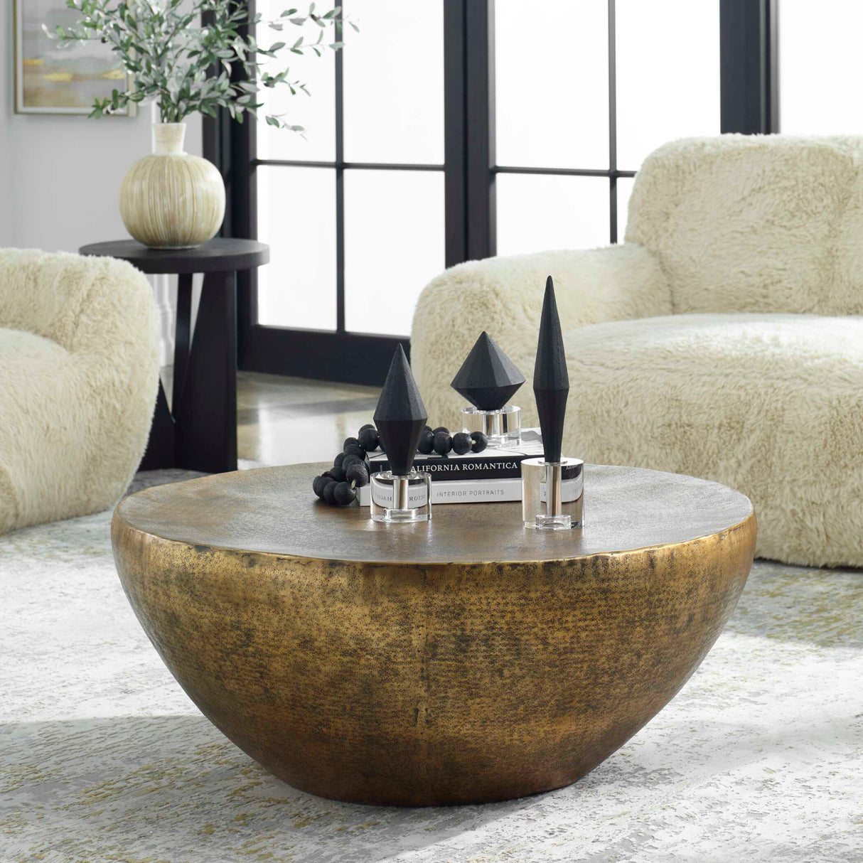   Modern European furniture - Antique Gold Round Coffee Table - www.oroa.com | Oroa.com