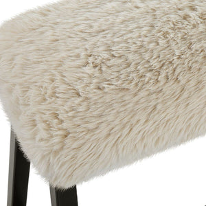   Modern European furniture - Beige Long-Haired Sheepskin Bench - www.oroa.com | Oroa.com
