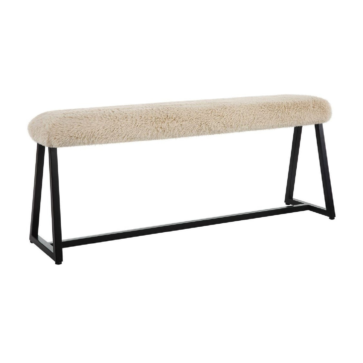   Modern European furniture - Beige Long-Haired Sheepskin Bench - www.oroa.com | Oroa.com