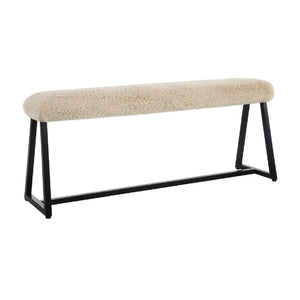   Modern European furniture - Beige Long-Haired Sheepskin Bench - www.oroa.com | Oroa.com