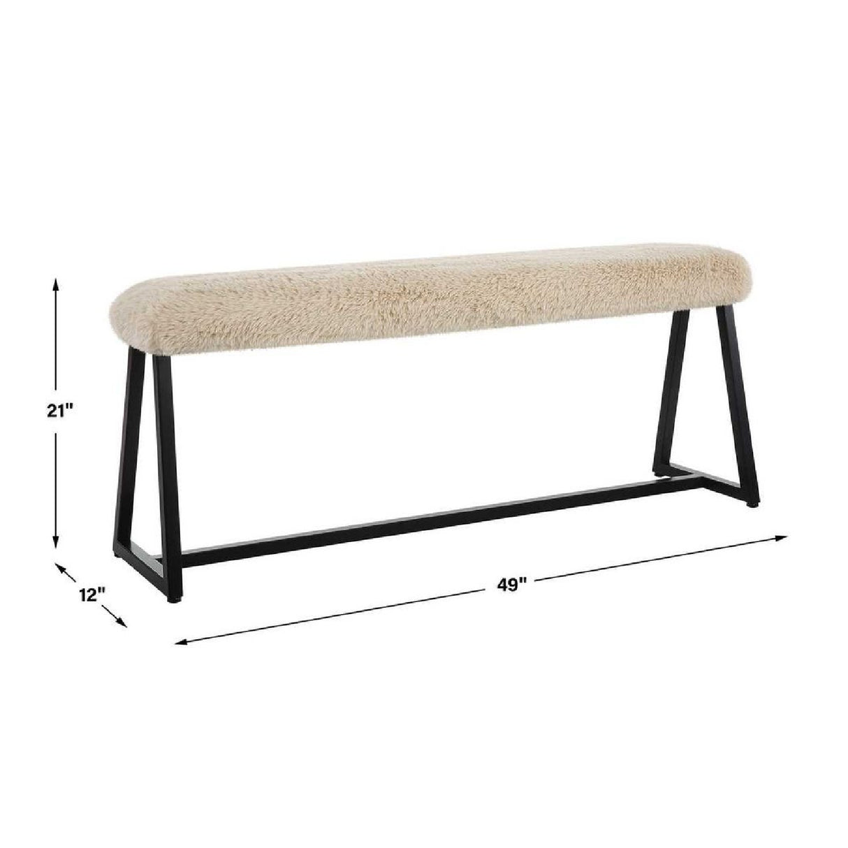   Modern European furniture - Beige Long-Haired Sheepskin Bench - www.oroa.com | Oroa.com