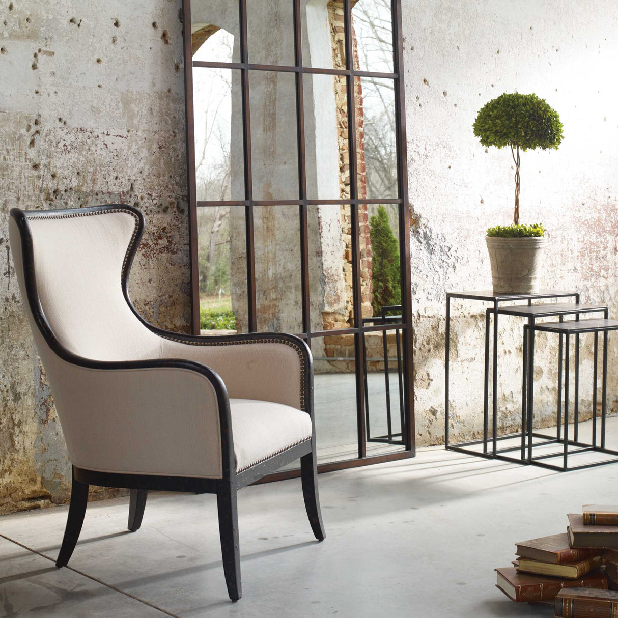   Modern European furniture - Nail Trimmed Wingback Accent Chair - www.oroa.com | Oroa.com