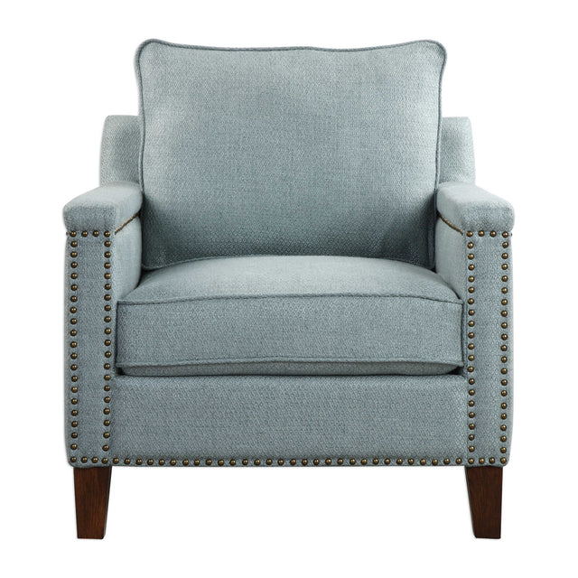 Modern European furniture - Blue Nail Trimmed Accent Chair - www.oroa.com