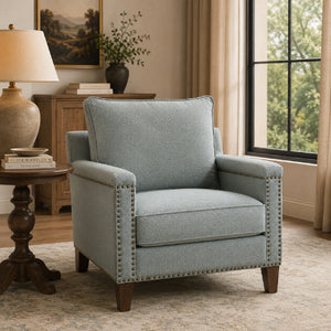   Modern European furniture - Blue Nail Trimmed Accent Chair - www.oroa.com | Oroa.com