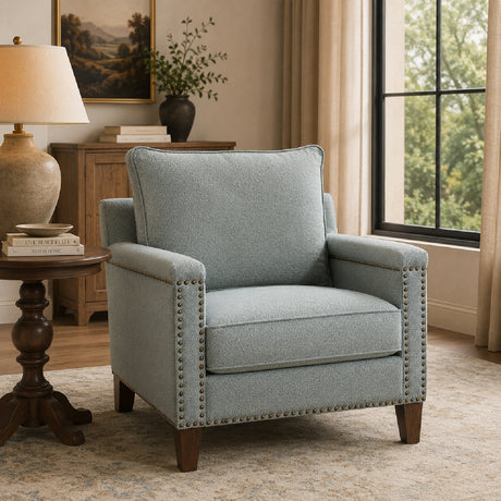   Modern European furniture - Blue Nail Trimmed Accent Chair - www.oroa.com | Oroa.com