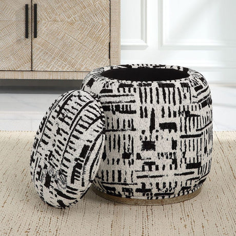   Modern European furniture - Black Patterned Storage Ottoman - www.oroa.com | Oroa.com