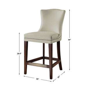   Modern European furniture - White Leather Inspired Counter Stool - www.oroa.com | Oroa.com