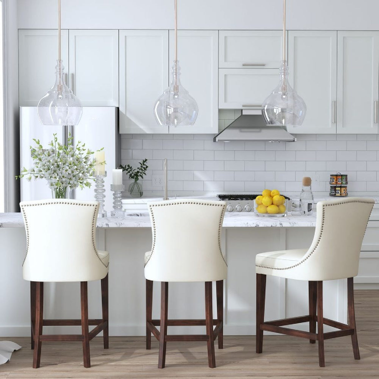   Modern European furniture - White Leather Inspired Counter Stool - www.oroa.com | Oroa.com