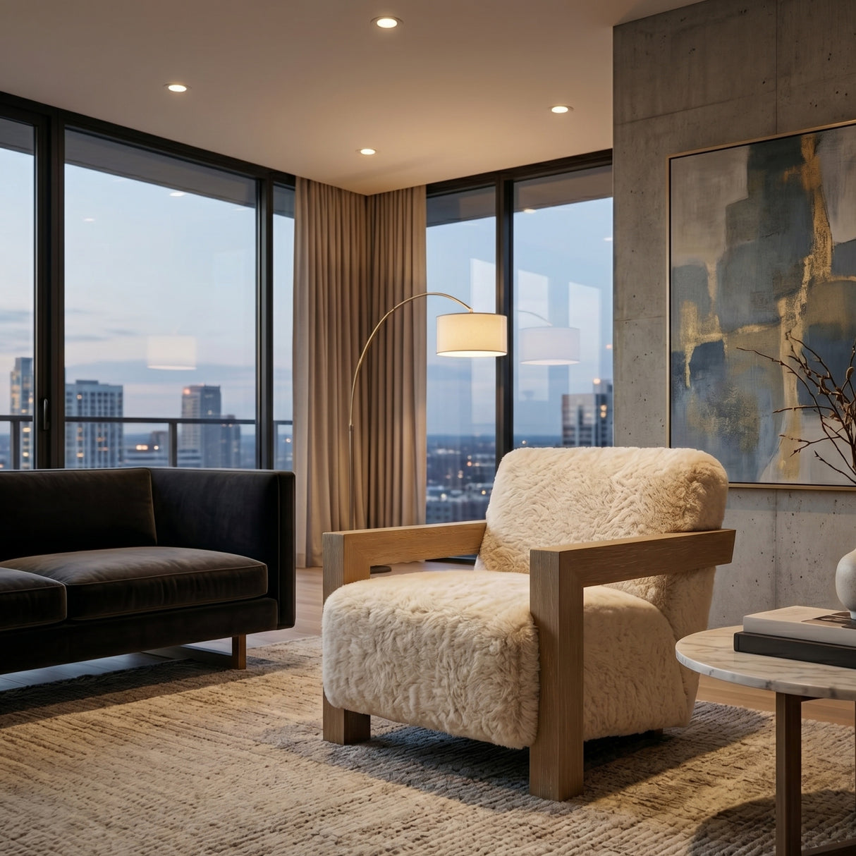   Modern European furniture - Cream Sheepskin Accent Chair - www.oroa.com | Oroa.com