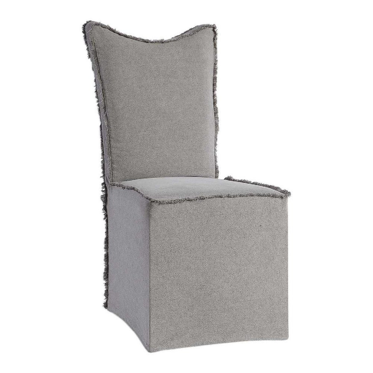   Gray Linen Fringed Dining Chairs (2) | Oroa.com