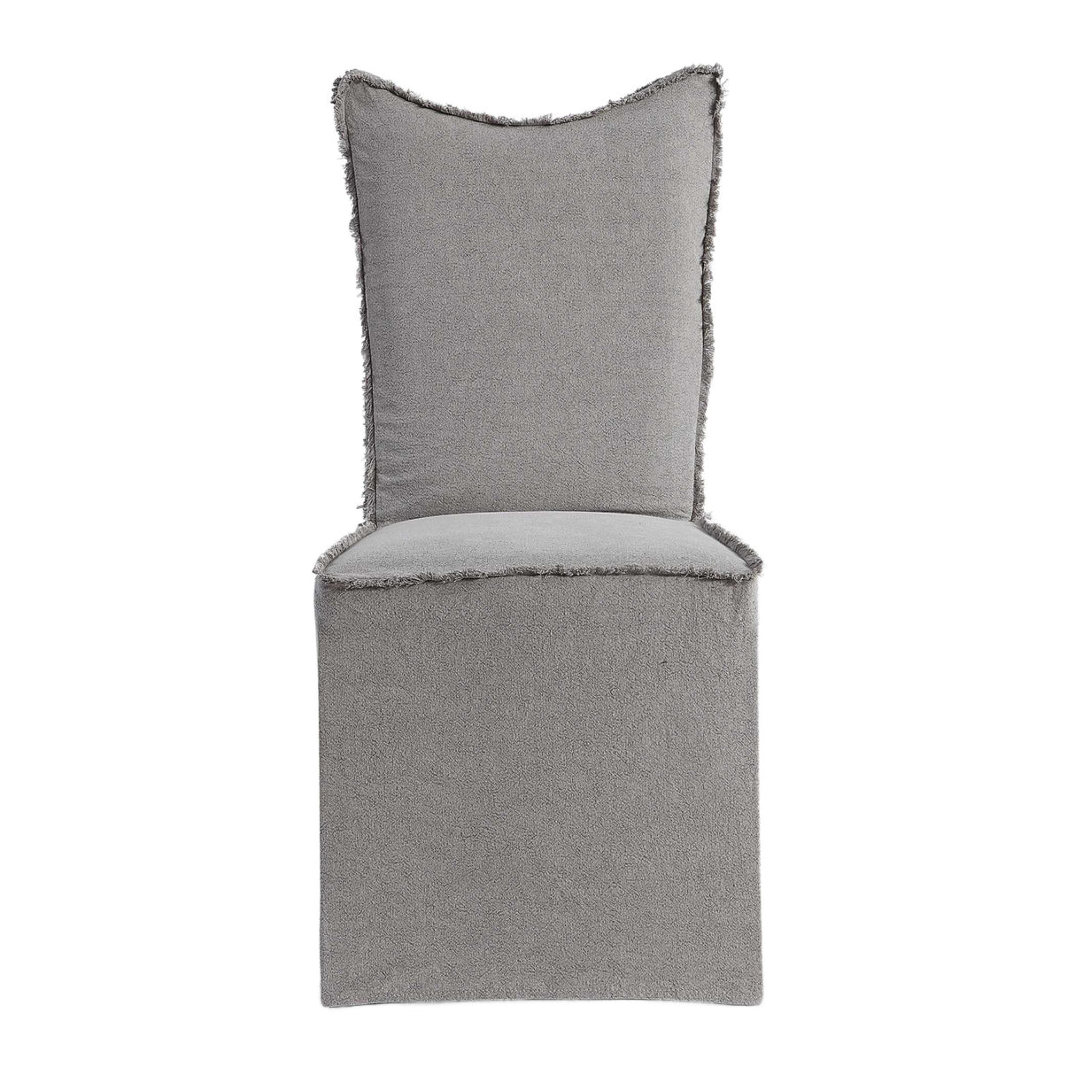   Gray Linen Fringed Dining Chairs (2) | Oroa.com