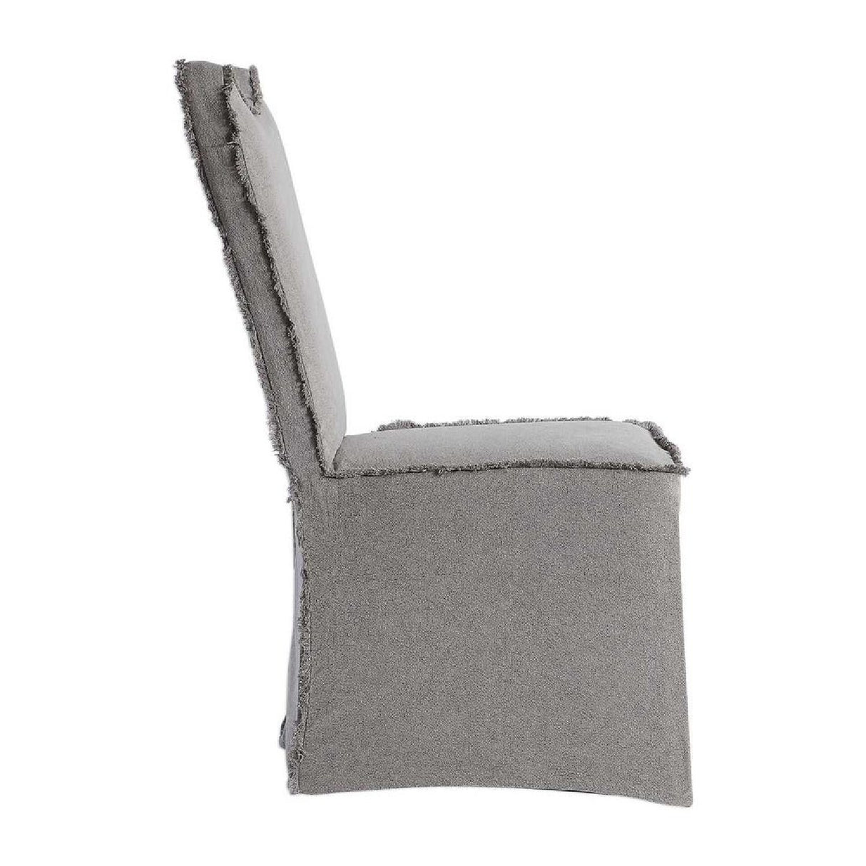   Gray Linen Fringed Dining Chairs (2) | Oroa.com