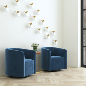   Modern European furniture - Blue Velvet Swivel Chair - www.oroa.com | Oroa.com