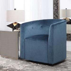   Modern European furniture - Blue Velvet Swivel Chair - www.oroa.com | Oroa.com