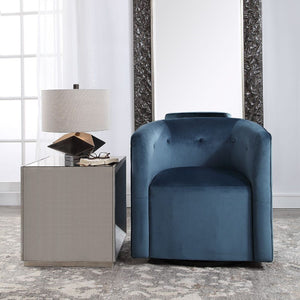   Modern European furniture - Blue Velvet Swivel Chair - www.oroa.com | Oroa.com