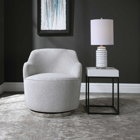  White Linen Blend Swivel Chair | Oroa.com