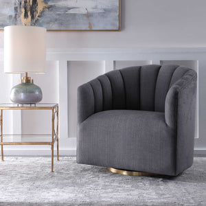   Gray Channel-Tufted Swivel Chair | Oroa.com