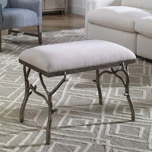   Modern European furniture - Silver Framed White Bench S - www.oroa.com | Oroa.com