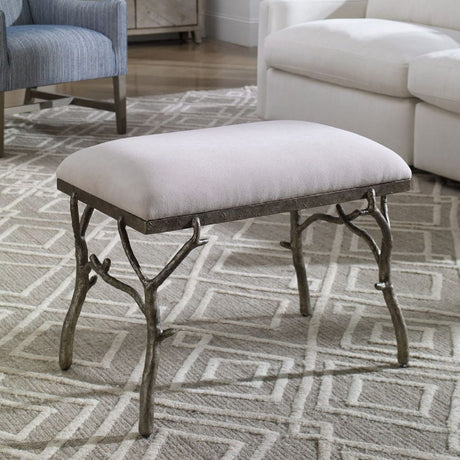  Modern European furniture - Silver Framed White Bench S - www.oroa.com | Oroa.com