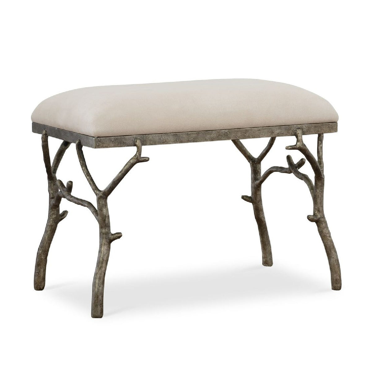   Modern European furniture - Silver Framed White Bench S - www.oroa.com | Oroa.com