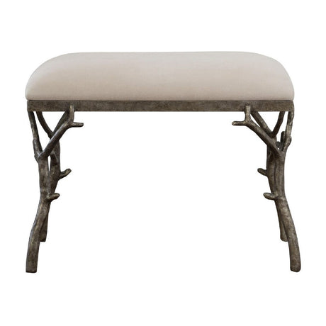  Modern European furniture - Silver Framed White Bench S - www.oroa.com | Oroa.com