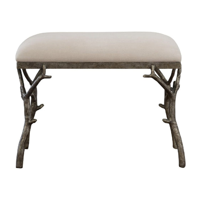 Modern European furniture - Silver Framed White Bench S - www.oroa.com