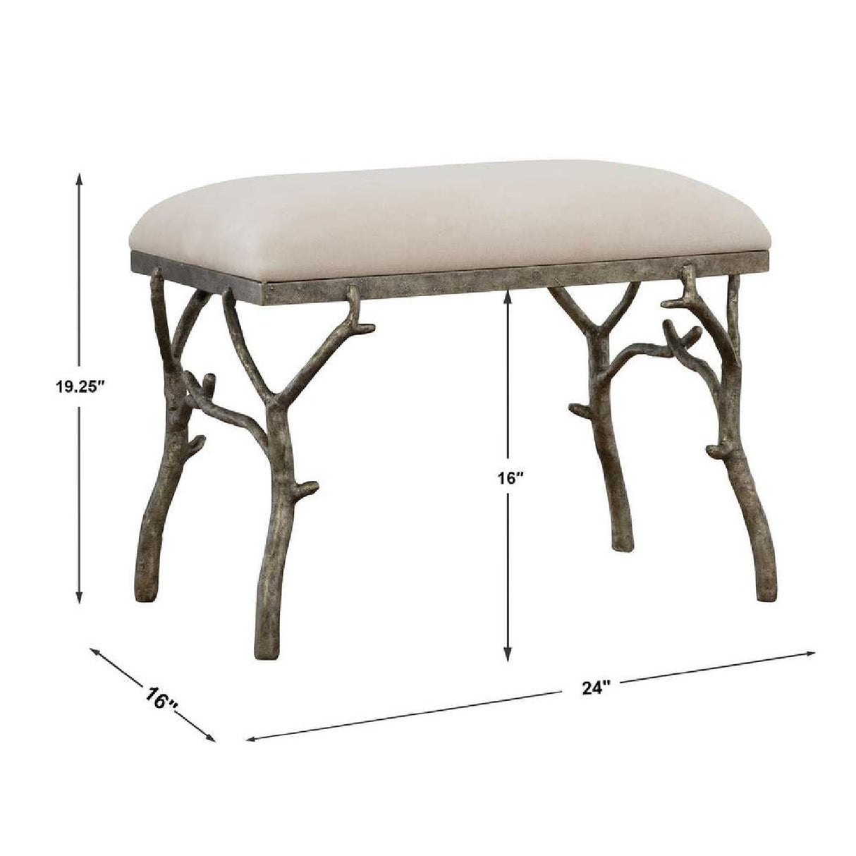   Modern European furniture - Silver Framed White Bench S - www.oroa.com | Oroa.com