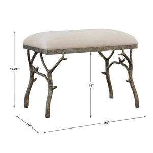   Modern European furniture - Silver Framed White Bench S - www.oroa.com | Oroa.com