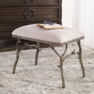   Modern European furniture - Silver Framed White Bench S - www.oroa.com | Oroa.com