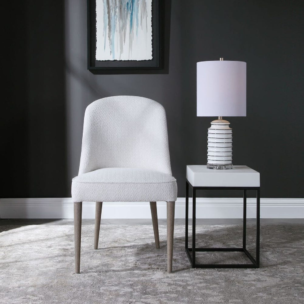   Modern European furniture - White Fabric Dining Chairs (2) - www.oroa.com | Oroa.com
