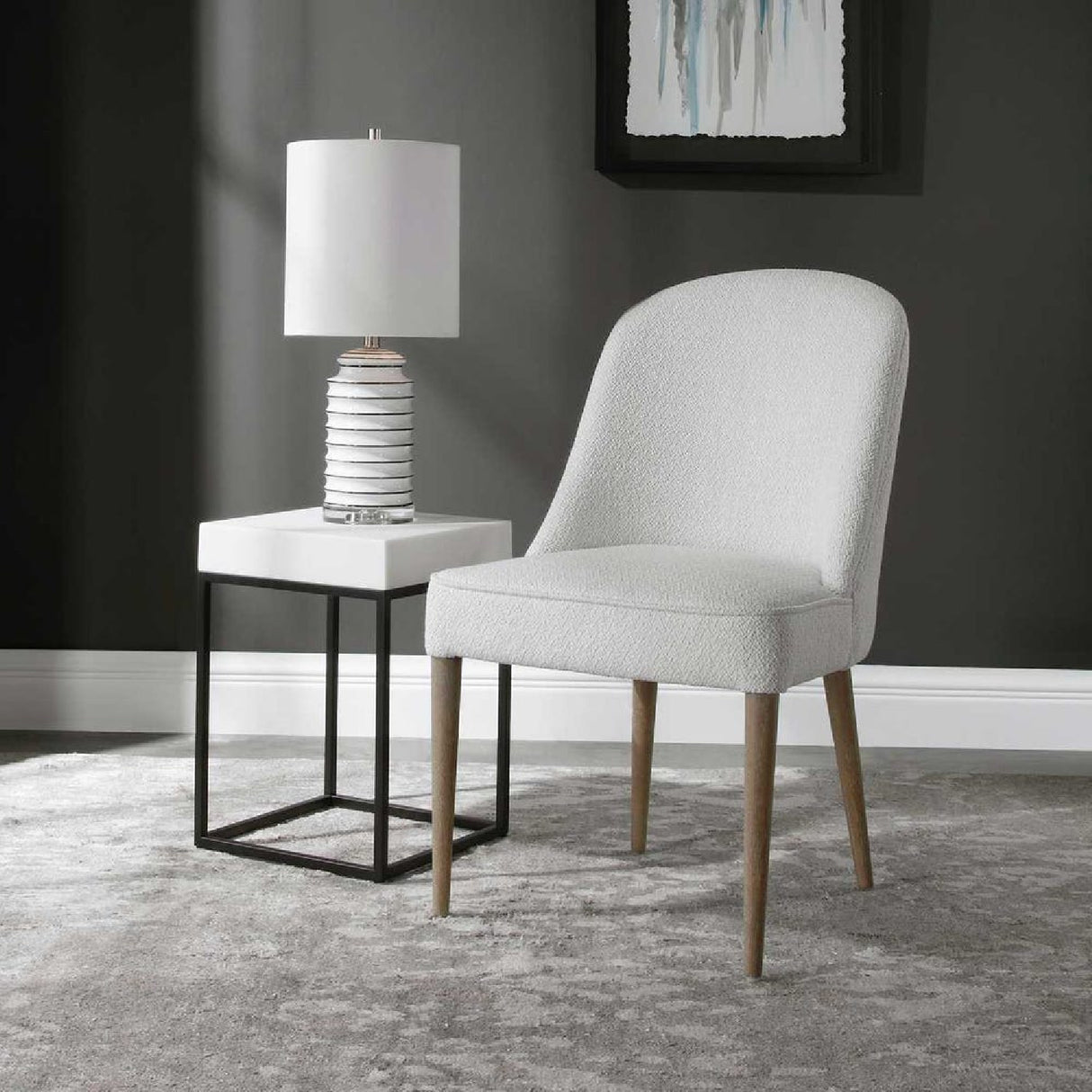   Modern European furniture - White Fabric Dining Chairs (2) - www.oroa.com | Oroa.com