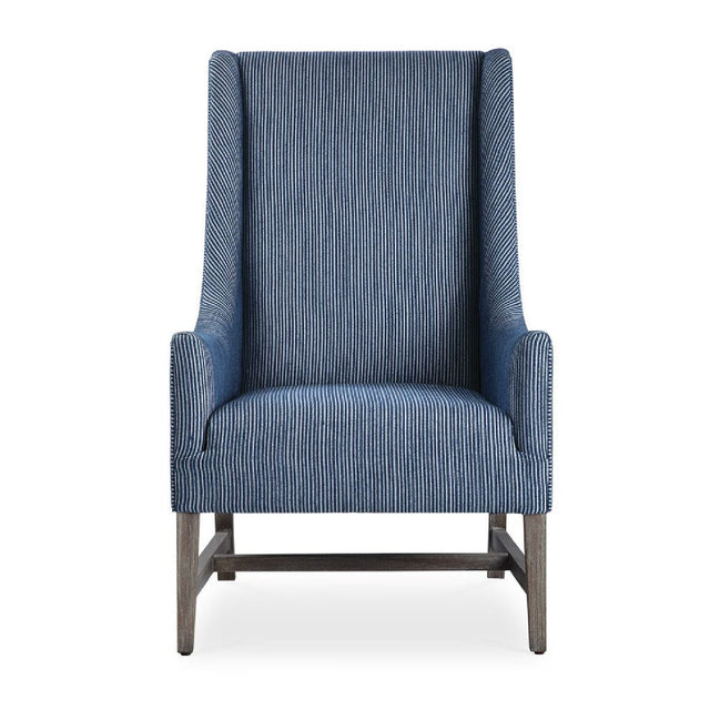Modern European furniture - Blue Stripes High-Back Accent Chair - www.oroa.com