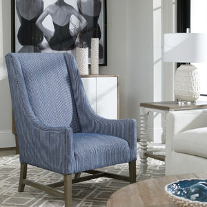  Modern European furniture - Blue Stripes High-Back Accent Chair - www.oroa.com | Oroa.com