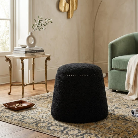   Modern European furniture - Black Shearling Ottoman - www.oroa.com | Oroa.com
