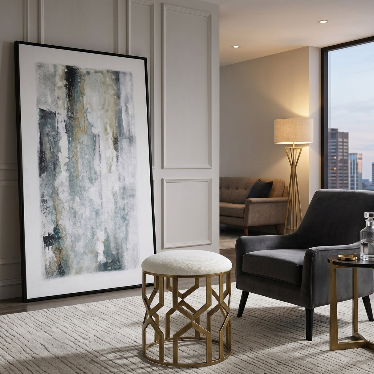   Modern European furniture - Gold Openwork Accent Stool - www.oroa.com | Oroa.com