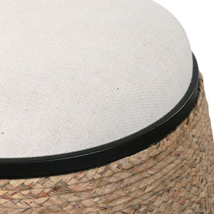   Braided Straw Round Ottoman | Oroa.com