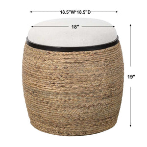   Braided Straw Round Ottoman | Oroa.com