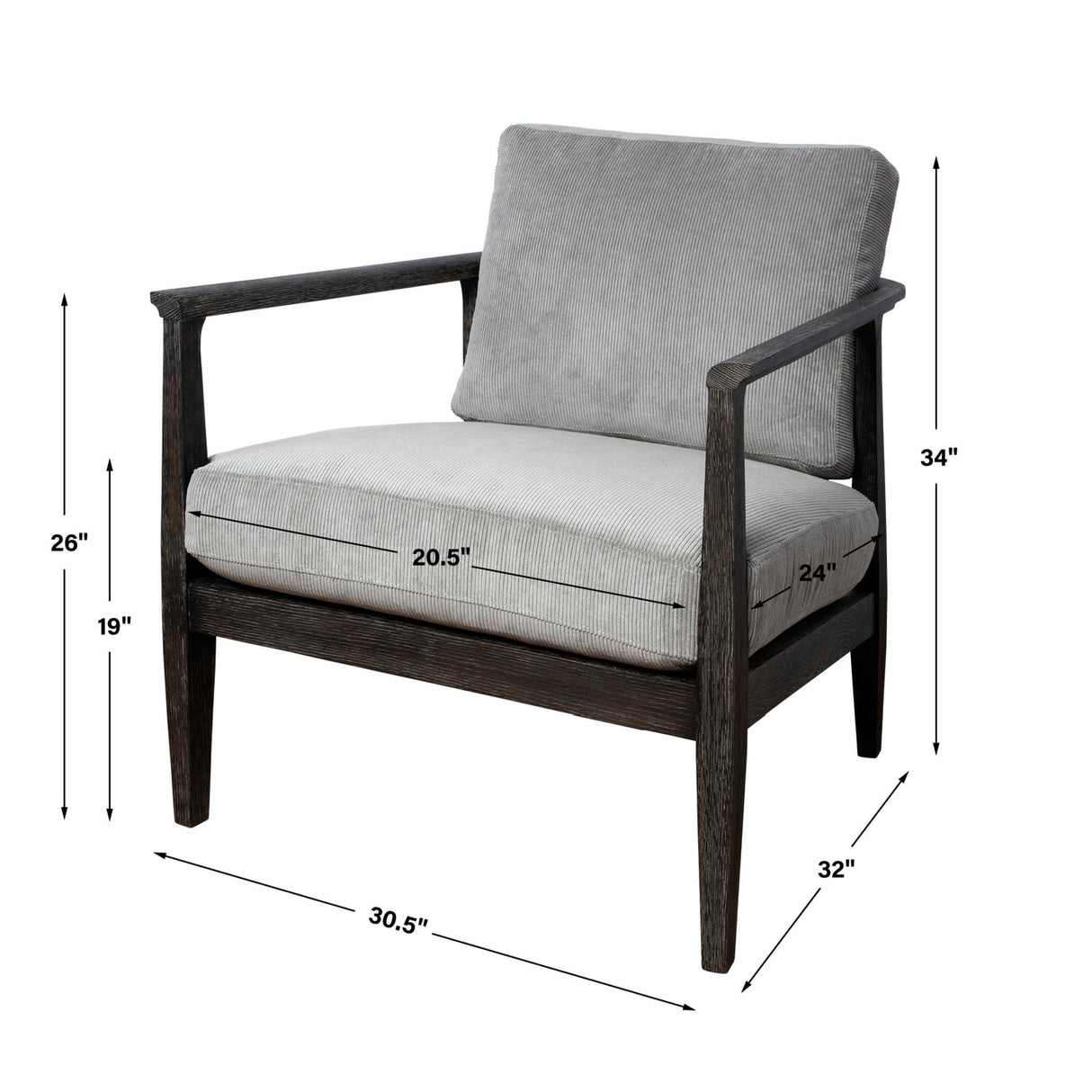   Gray Oak Cushioned Lounge Chair | Oroa.com