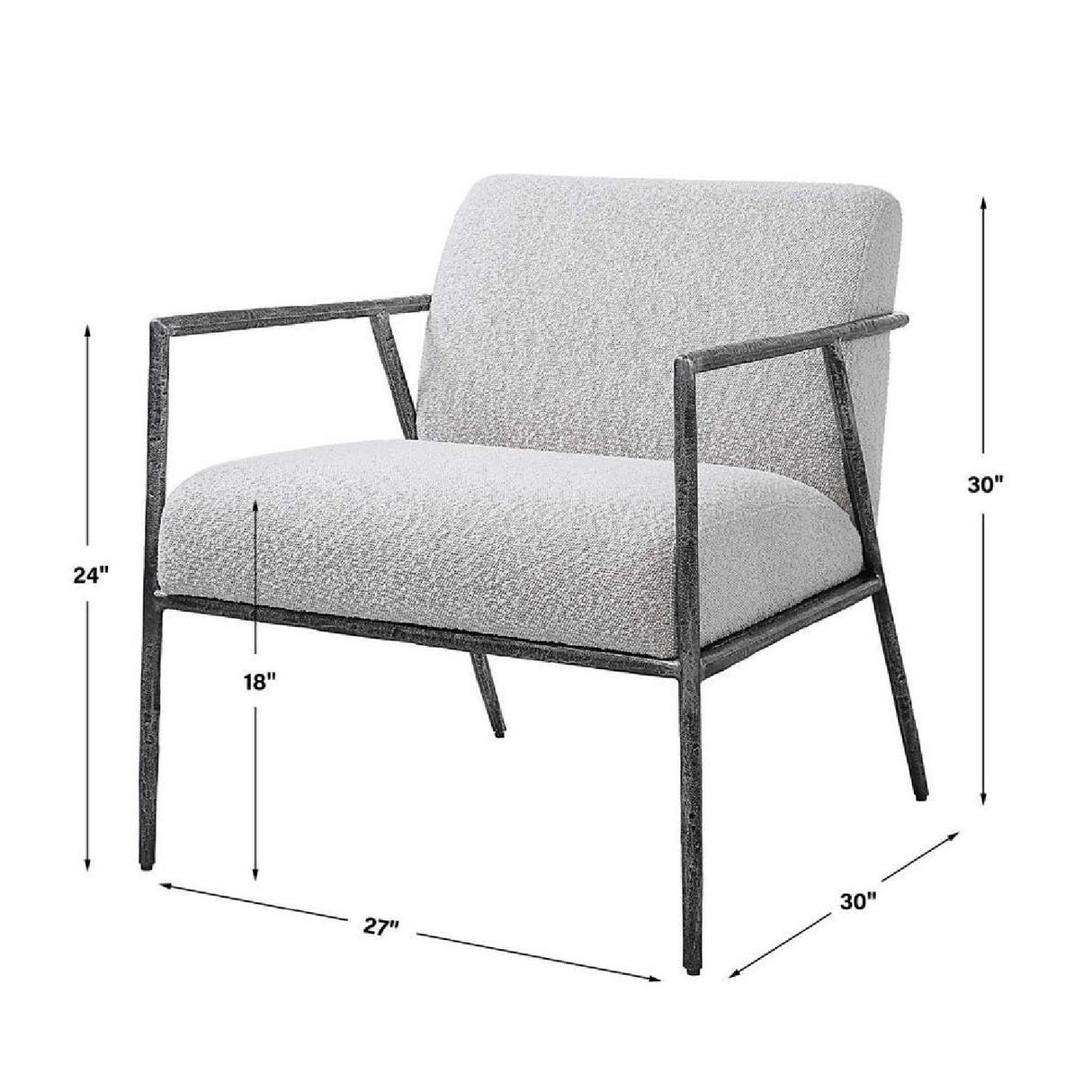   Iron Framed Boucle Lounge Chair | Oroa.com
