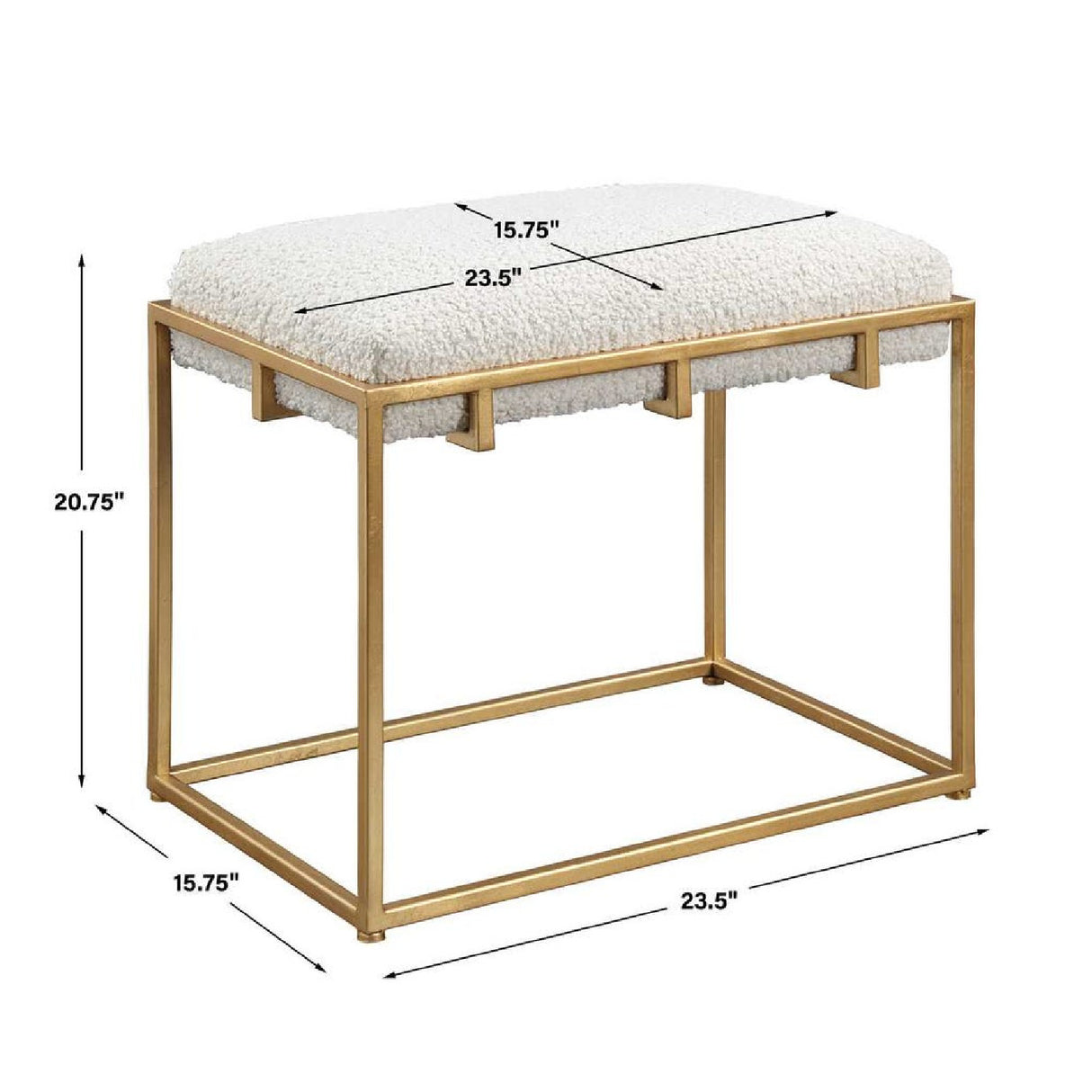   Modern European furniture - Gold Framed Shearling Bench - www.oroa.com | Oroa.com