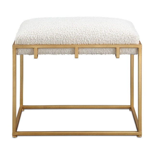 Modern European furniture - Gold Framed Shearling Bench - www.oroa.com