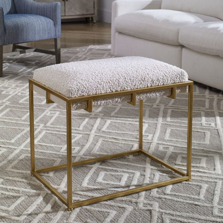   Modern European furniture - Gold Framed Shearling Bench - www.oroa.com | Oroa.com