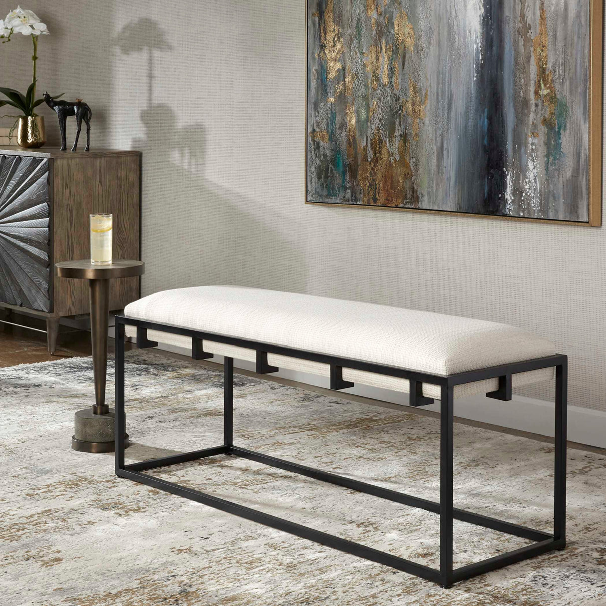   Modern European furniture - White Waffle Seat Bench - www.oroa.com | Oroa.com
