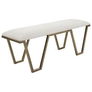   White Textured Fabric Bench | Oroa.com