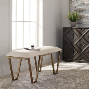   White Textured Fabric Bench | Oroa.com