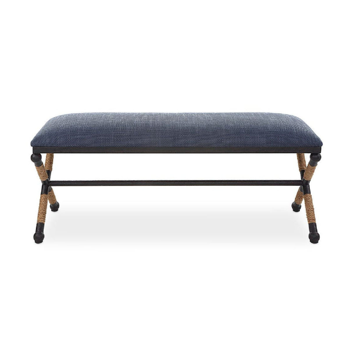   Modern European furniture - Blue Cotton Blend Bench - www.oroa.com | Oroa.com