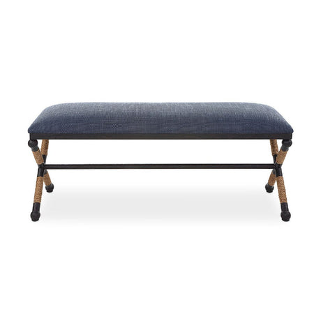   Modern European furniture - Blue Cotton Blend Bench - www.oroa.com | Oroa.com